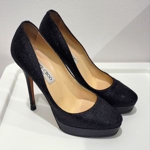 Jimmy Choo Womens size 38 Cosmic Glitter platform pumps/heels